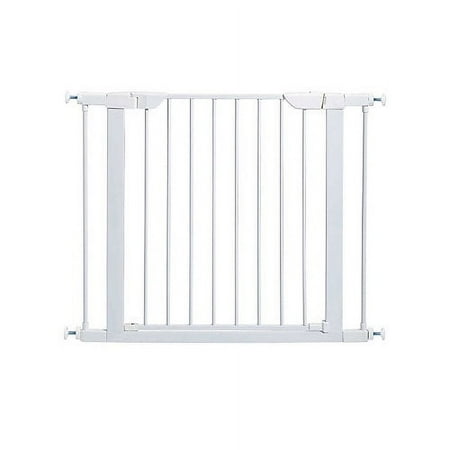 MidWest Homes for Pets 39 Inches Tall Walk-Though Steel Pet Gate  Pressure Mounted Dog Gate Measures 29 - 38 Inches Wide & Includes two 3-Inch-Wide Extensions  White