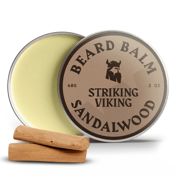 Striking Viking Beard Balm for Men, Sandalwood Scent, 2 oz, Natural Styling & Conditioning