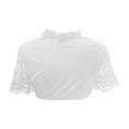 thumbnail image 5 of Odbmxy Short Sleeve Plus Size Blouses for Women Summer Lace Ladies Tops Plain Party Slim Cropped Casual White Tops, 5 of 5