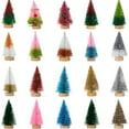 thumbnail image 6 of 4 PCS Mini Christmas Trees, Artificial Christmas Tree Bottle Brush Trees Christmas, Sisal Snow Trees with Wooden Base for Christmas Decor Christmas Party Home Table Craft pink blue, 6 of 9