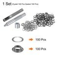 thumbnail image 3 of Uxcell 100pcs Grommet Tool Kit 8mm Grommet Eyelet Set with Hole Hollow Punch, Grommet Setter Tools, Black, 3 of 6