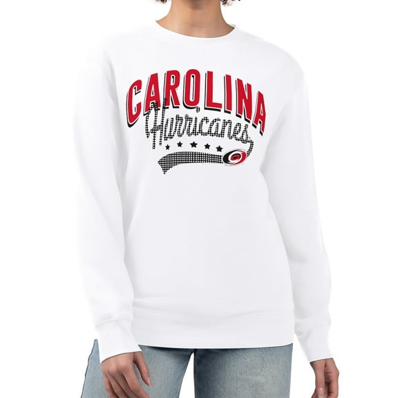 Women's G-III 4Her by Carl Banks  White Carolina Hurricanes Filigree Team Graphic Fleece Pullover Sweatshirt