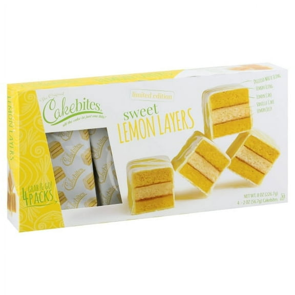 CakeBites Kosher Original Sweet Lemon Layer Cakebites, 2 Oz, 4 Count
