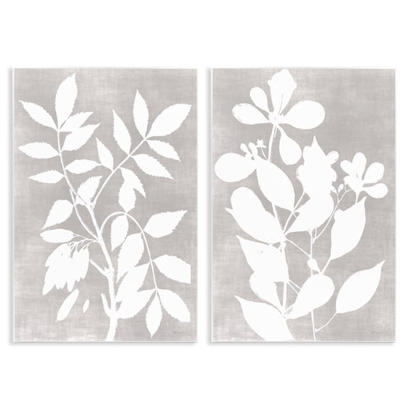 Stupell Industries Grey Foliage Impression 2 Piece Wall Plaque Art Set, design by Stellar Design Studio