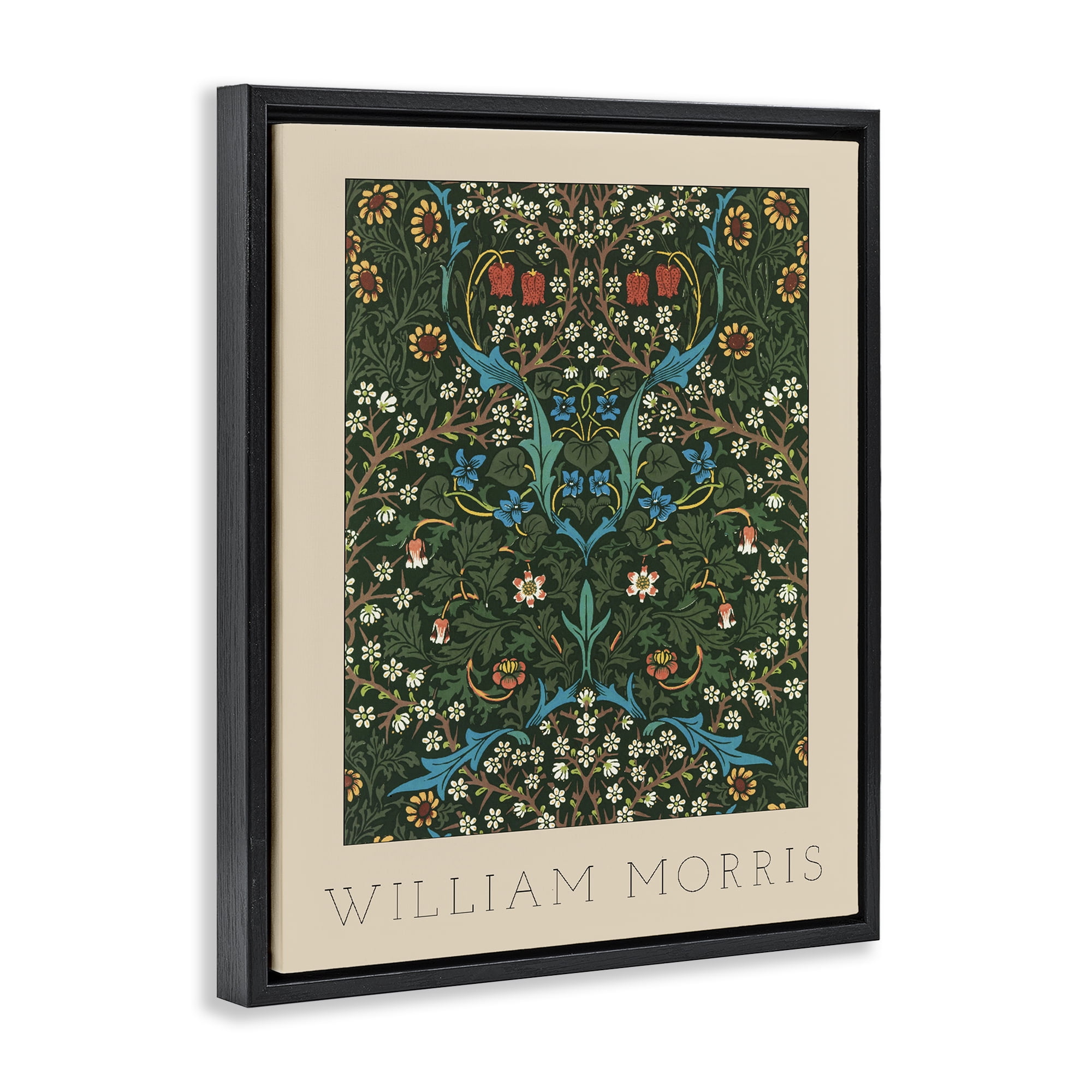 Stupell Industries Ornate Botanicals William Morris Black Framed Floater Canvas Wall Art, design by Lil' Rue