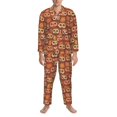 thumbnail image 3 of Naloa Brown Owl Men’s Pajamas Set - Long Sleeve Button Down Sleep Shirt and Pajama Bottoms Sleepwear Set-Medium, 3 of 7