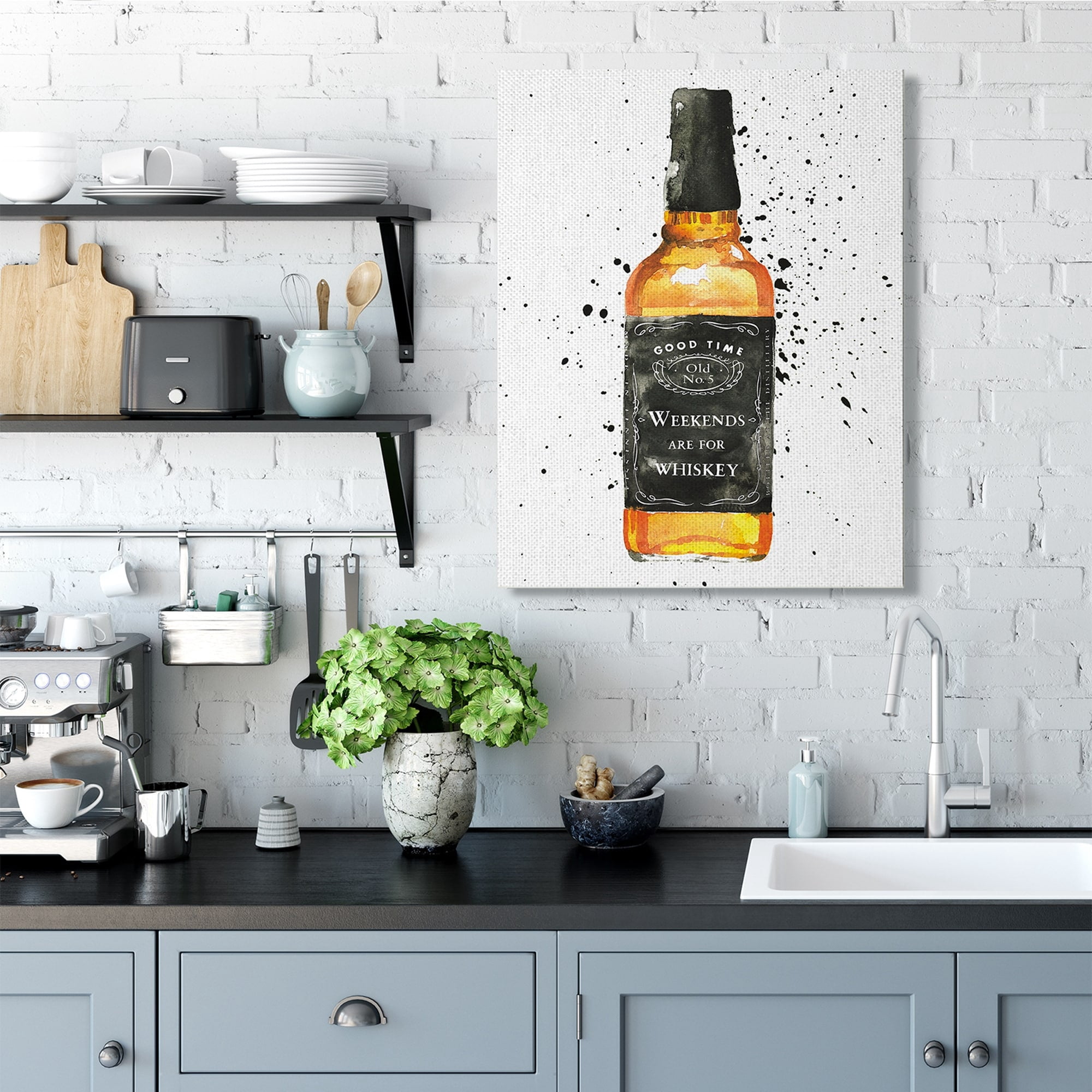 Stupell Industries Weekends Are For Whiskey Quote Liquor Bottle Canvas Wall Art, 30 x 40, Design by Mercedes Lopez Charro