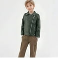 thumbnail image 7 of OGLCCG Boys Leather Jacket Kids Full Zipper Motorcycle Biker Jacket with Pockets Trendy Solid Color Cropped Faux Leather Coat 3-14 Years, 7 of 7