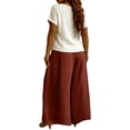 thumbnail image 4 of Delayuji Womens Wide Leg Pant Elastic Waist Daily Elegant Casual Solid Color Pants Loose Linen Pants Women L-6XL, 4 of 6