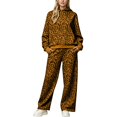 thumbnail image 3 of Women Leopard Print 2‑Piece Outfit Pullover Hooded Sweatshirt Wide Leg Pants Matching Loungewear Pant Set Casual Tracksuit S‑XXXL, 3 of 4