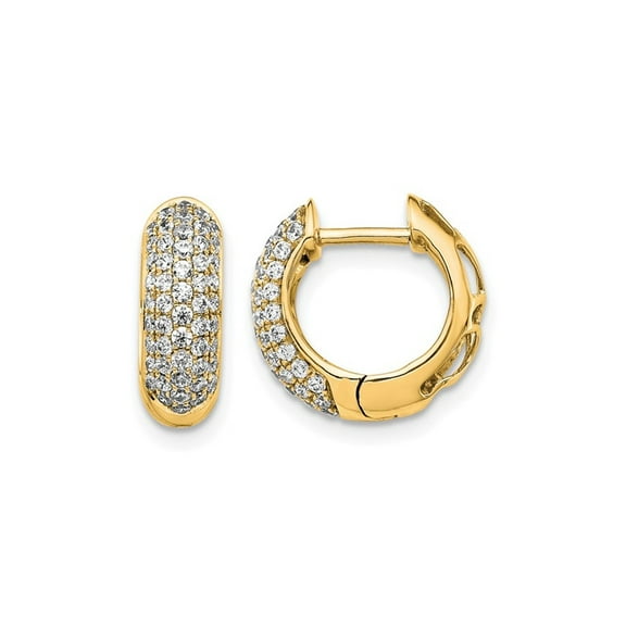 3/4 Carat (Ctw) Diamond Huggie Hoop Earrings in 10K Yellow Gold