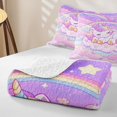 thumbnail image 4 of Erosebridal Kawaii Cute Unicorn Bed Spread Queen，Pink Clouds Cute Stars Queen Coverlet Set For Kids Girls,3pcs, 4 of 7