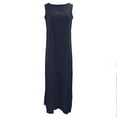 thumbnail image 4 of Maplenight Womens Summer Linen Dresses Beach Vacation Maxi Dress Solid Crew Neck Sleeveless Sundresses, 4 of 6