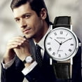 thumbnail image 1 of Classic Roman Dial Men's Trend Watch with Calendar and Leather Strap for Gifting, 1 of 4