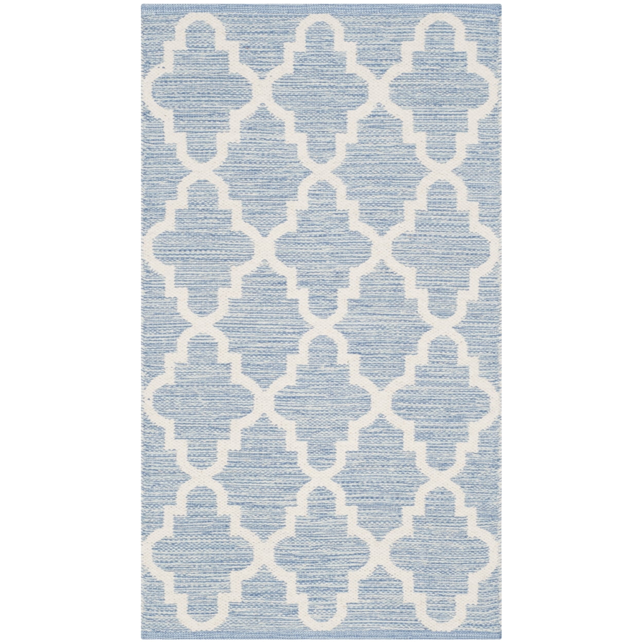 SAFAVIEH Montauk Crispian Geometric Quatrefoils Cotton Area Rug, Light Blue/Ivory, 11' x 15'
