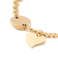 thumbnail image 2 of PVD Vacuum Plating Flat Round and Heart Charm Bracelet with 304 Stainless Steel Chains for Women Golden 7 inch(17.7cm), 2 of 3