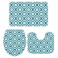 thumbnail image 2 of Teal Blue Modern Geometric Bathroom Rugs Set Abstract Square Non Slip Absorbent Soft Bath Mats 3 Piece Set with Bathroom Rug, U-Shaped Floor Mat, Toilet Seat Cover Large Size, 2 of 9