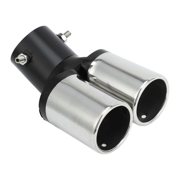 Curved Dual Exhaust Tip, 2.4" Inlet 4.9" Outlet 6.3" Length Tailpipe Universal for Car Bolt on Stainless Steel Silver Tone Black