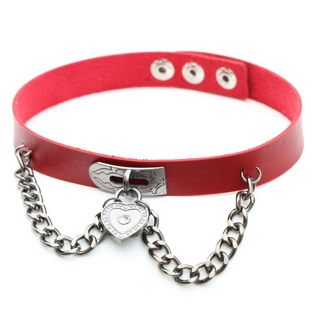 Minnieouse Punk PU cuero gargantilla cadena colgante corazón collares mujeres niñas gargantilla señora regalo joyería Ropa, zapatos y accesorios Miscelánea Rojo Minnieouse PS11278-03