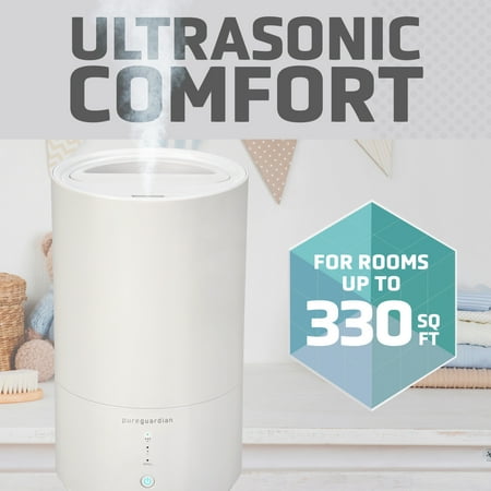 PureGuardian - H950AR Ultrasonic Cool Mist Top Fill Humidifier with Aromatherapy, .80-Gallon - White