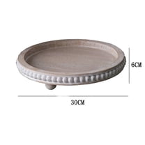 Rustic Wooden Tray | 12 inch Round Decorative Riser with Distressed Finish | Farmhouse Bathroom & Kitchen Counter Organizer for Soap Candle Sponge Perfume