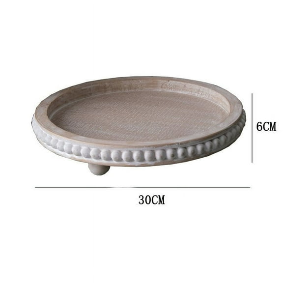 Rustic Wooden Tray | 12 inch Round Decorative Riser with Distressed Finish | Farmhouse Bathroom & Kitchen Counter Organizer for Soap Candle Sponge Perfume