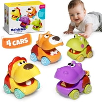Toys for 1 Year Old, Baby Toys, 4 Push and Go Toy Cars for Toddlers, Animal Car Toy 12-18 Months, Toy Cars for Toddlers, Learning Baby Toy Car for 1-3 Year Old Birthday Gifts