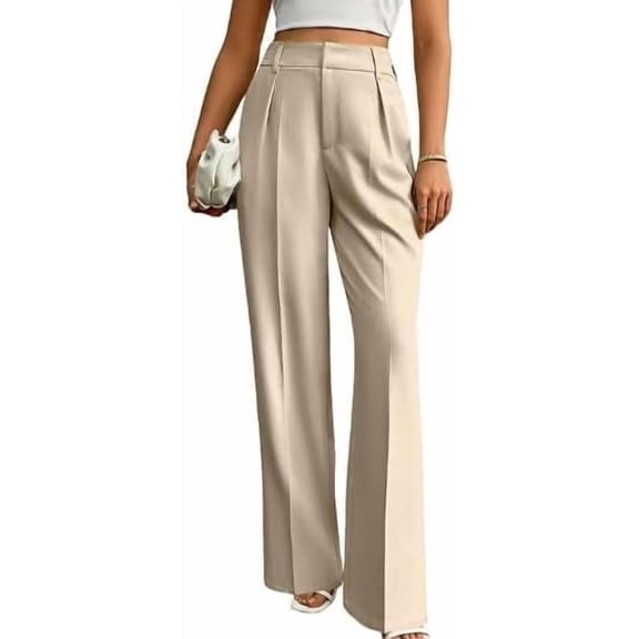 CUKOLSXA Womens Dress Pants Pull On Wide Leg Stretchy Work Pants Women Business Casual Outfits Slacks for Women Trousers