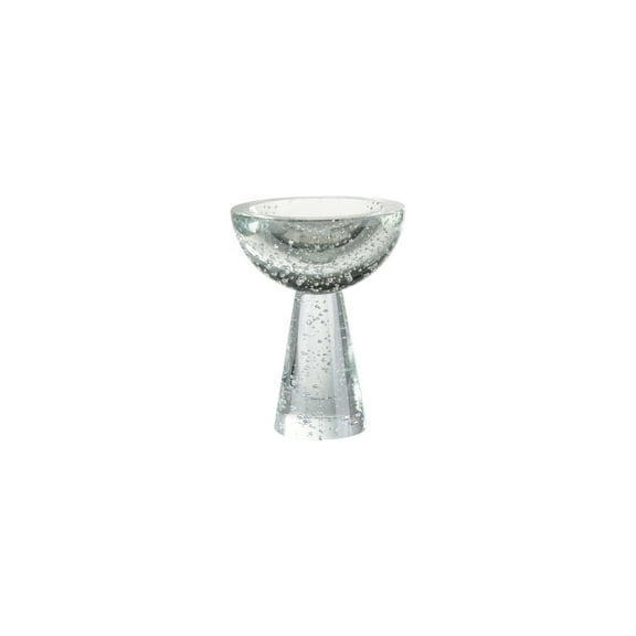 Clear Bubble Glass Pedestal Bowl - 6" Diameter x 8" Height - Decorative Accent Bowl