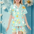 thumbnail image 2 of LRen Easter Day Outfits Girls Cartoon Rabbit Short Sleeve Family Easter Outfits Matching Sets Fashion Silk Button Up Collared Easter Children Easter Gifts for Boys, 2 of 4