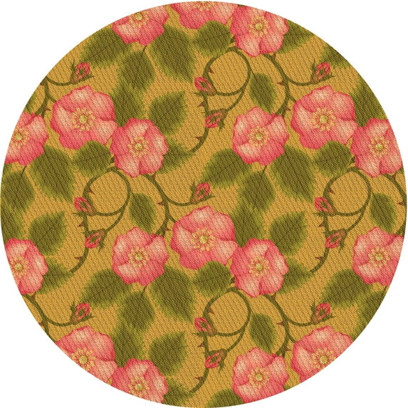 Ahgly Company Indoor Round Patterned Mahogany Brown Area Rugs, 3' Round