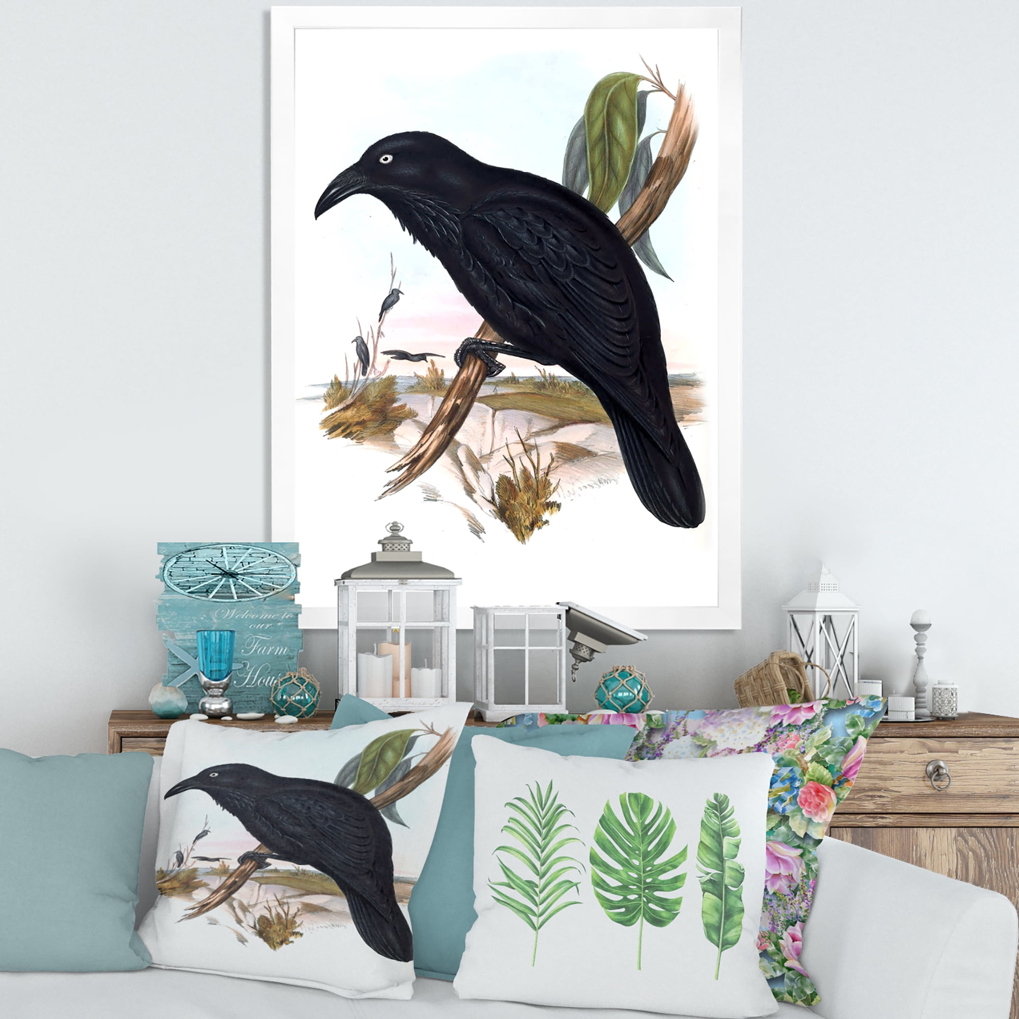 Designart 'Ancient Australian Birds VI' Traditional Framed Art Print