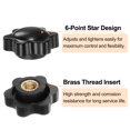 thumbnail image 4 of 6 Pieces Star Knobs M6 Thread 25mm 6-Point Head Brass Insert Non-Through Hole Threaded Hand Knob Black, 4 of 6