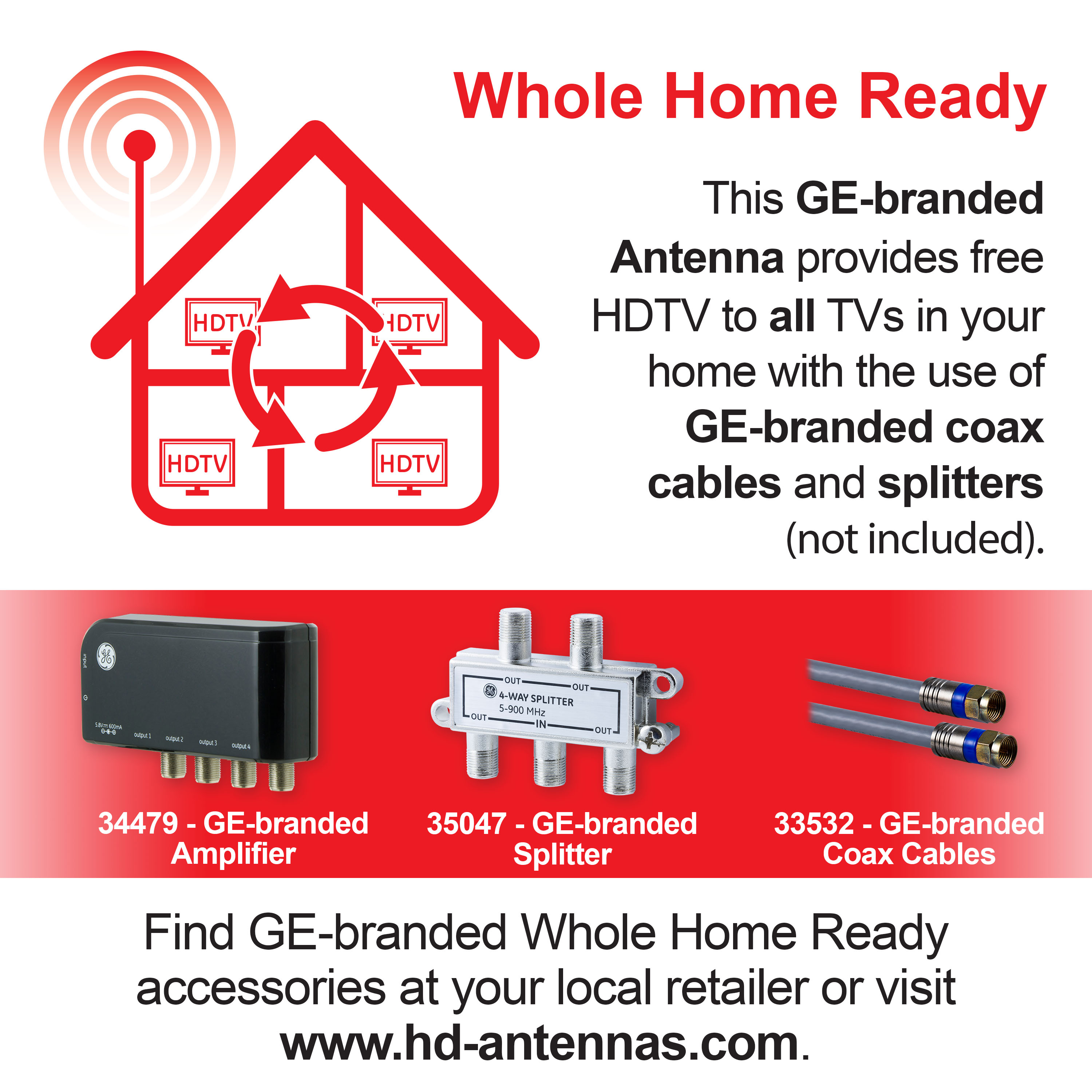 GE Outdoor HDTV Antenna, 70-Mile Range, 1080p photo 6