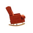 thumbnail image 4 of Rocking Chair, Modern Fabric Upholstered Accent Arm Chair with High Back and Solid Wood Base, Comfy Glider Rocker Side Chair with Padded Seat for Living Room Nursery Apartment, Orange, 4 of 7