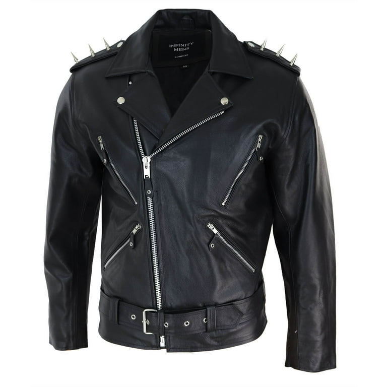 Men's Cross Zip Biker Motorcycle Leather Jacket | Infinity