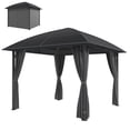 thumbnail image 1 of Gazebo à Toit Rigide 10x10 avec Toit en Polycarbonate UV50+, Pavillon Extérieur à Cadre en Acier et Aluminium avec Rideaux d'Intimité et Crochet Central, Gris Pâle pour Patio et Cour Arrière, 1 of 5