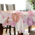 thumbnail image 3 of 60x60 Inch Tablecloth Polyester Square Tablecloth for Home Kitchen Dinner Decor Pink and Peach-colored Pumpkins, 3 of 9
