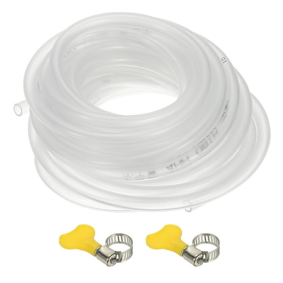 Uxcell Vinyl Tubing, 3/16"ID X 1/4"OD Flexible Clear Plastic Tube with 2 Hose Clamps, Hose Line Pipe, 10FT