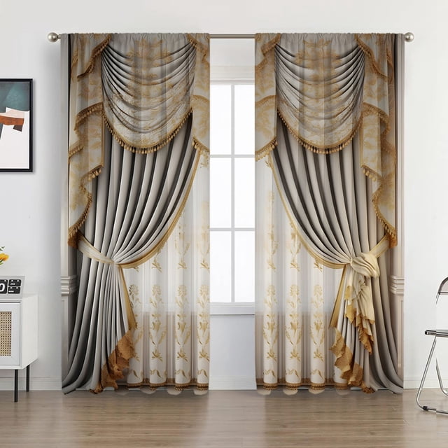 2 Pcs Rideaux et Draperies Européens Série de Noël Rideaux Envoyés par Usine Impression Numérique Rideaux