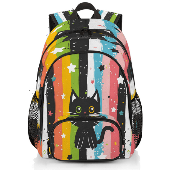 Herdesigns Black Cat Laptop Backpack for Women Men, 18.3 Inch Large Computer Backpacks Fashion Teacher Nurse Bag Casual Daypack for Work Travel