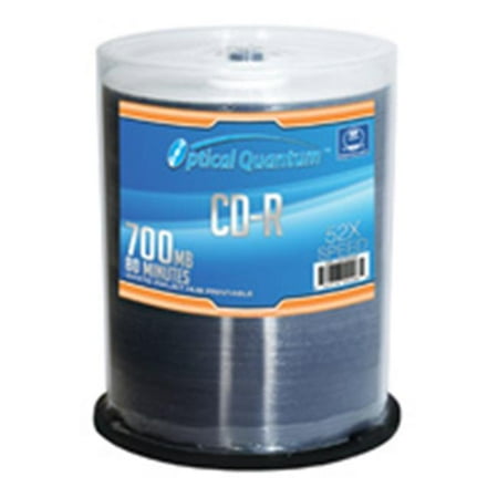 Optical Quantum OQCD52WIP 100 Pack 52x 80 MIN 700 MB CD-R Blank Media White Inkjet Printable