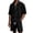 Black, variant on Mens Waffle 2 Piece Short Set Lightweight Casual Beachwear Summer Travel Co Ord Tracksuit Outfit Solid Zipper Short Sleeve Shirt And Matching Shorts Light Green S