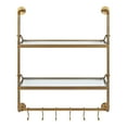 thumbnail image 3 of Kate and Laurel Marit Modern Industrial Wall Shelf with Metal Pipe Supports and Glass Shelves, Gold, 3 of 7