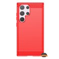 thumbnail image 2 of For Samsung Galaxy S24 5G Hybrid Texture Brushed Metal Soft TPU Sillicone Flexible Rubber Slim Fit Rugged Shockproof Phone Case Cover by Xpression - Red, 2 of 10