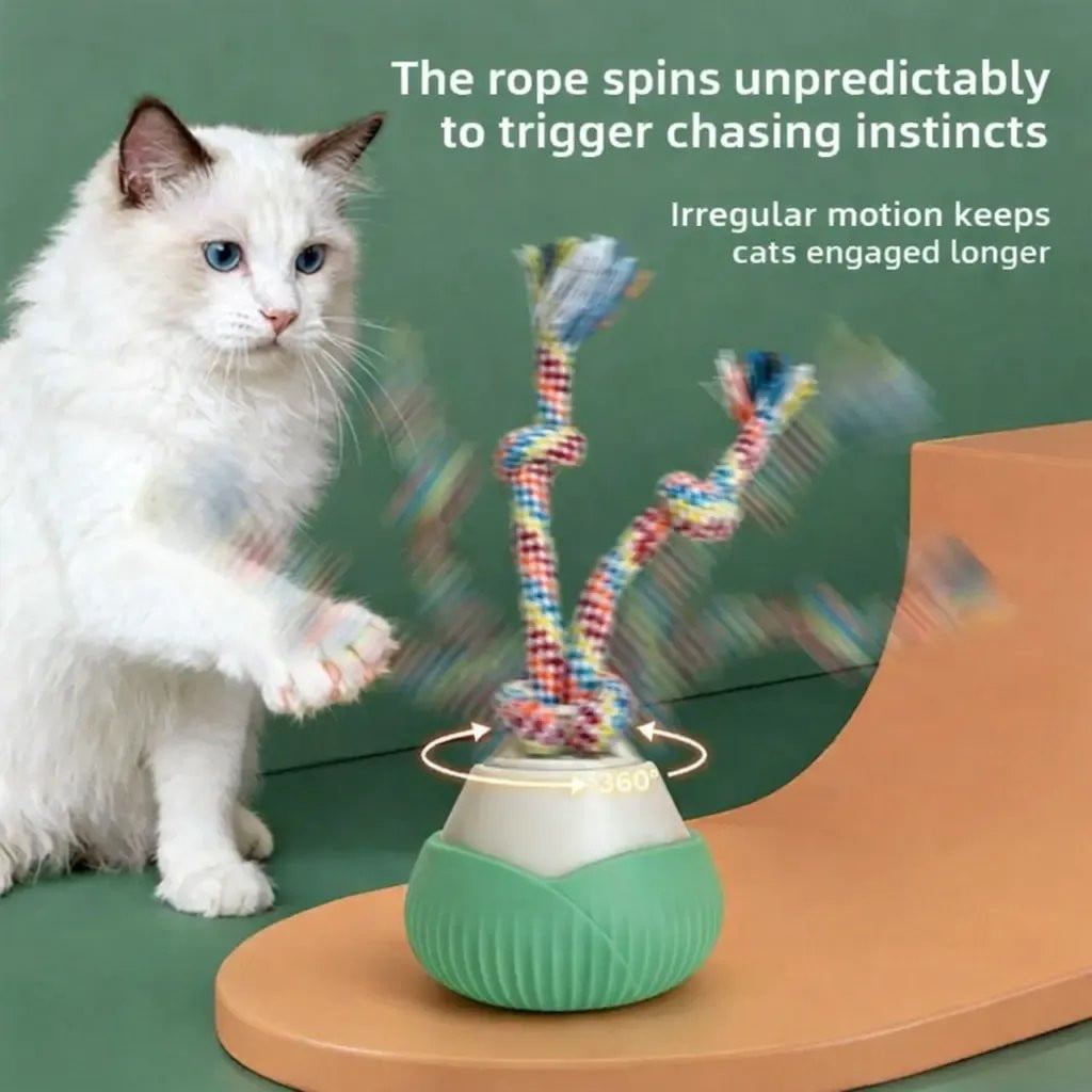 2026 New Interactive Dog Toys with Rotating Cotton Rope,Automatic Moving Interactive Cat Toy,3 Speed Modes, USB Rechargeable Smart Motion Rolling Ball with Tail Rope,Indoor for Kittens & Small Dogs