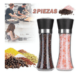 thumbnail image 3 of 2pz Pimientero Molino Saleros Vidrio Cocina Especias Cristal Xtellar negro, 3 of 3
