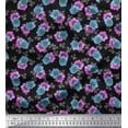 thumbnail image 1 of Soimoi Black Rayon Fabric Buttercup Floral Print Sewing Fabric Yard 56 Inch Wide, 1 of 1
