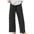 thumbnail image 3 of YLHFASHION Cotton Linen Wide Leg Pants Women's Summer Thin High Waisted Slim Casual Pants, 3 of 5