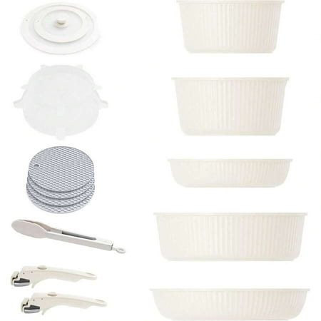 Ceramic Detachable Nonstick Cookware Set - Stackable Induction Pots And Pans With Removable Handles, Dishwasher Safe